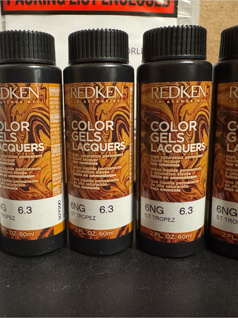 4 bottles Redken Color Gels Lacquers 6NG St Tropez - Brown and Gold Tones